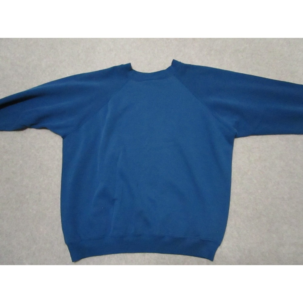 Vintage 90s Sweater Mens Extra Large Blue‎ Blank Raglan Crewneck Hanes USA Made - Picture 2 of 7